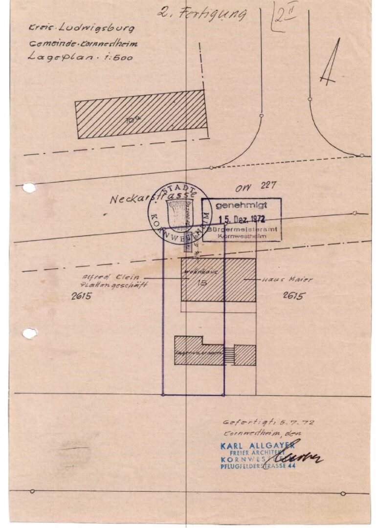 Grundriss, Lageplan, Schnitt